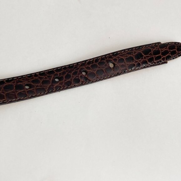 Vintage Brighton Womens Brown Leather Belt Imitation Alligator Size 28 Small - Picture 8 of 16